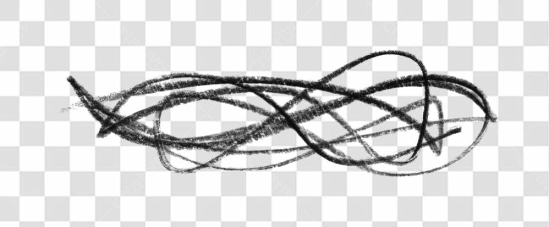PNG Elemento gráfico abstrato em traços pretos com fundo transparente