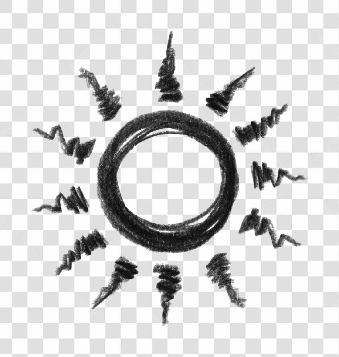 Logo sol desenho giz PNG com fundo transparente
