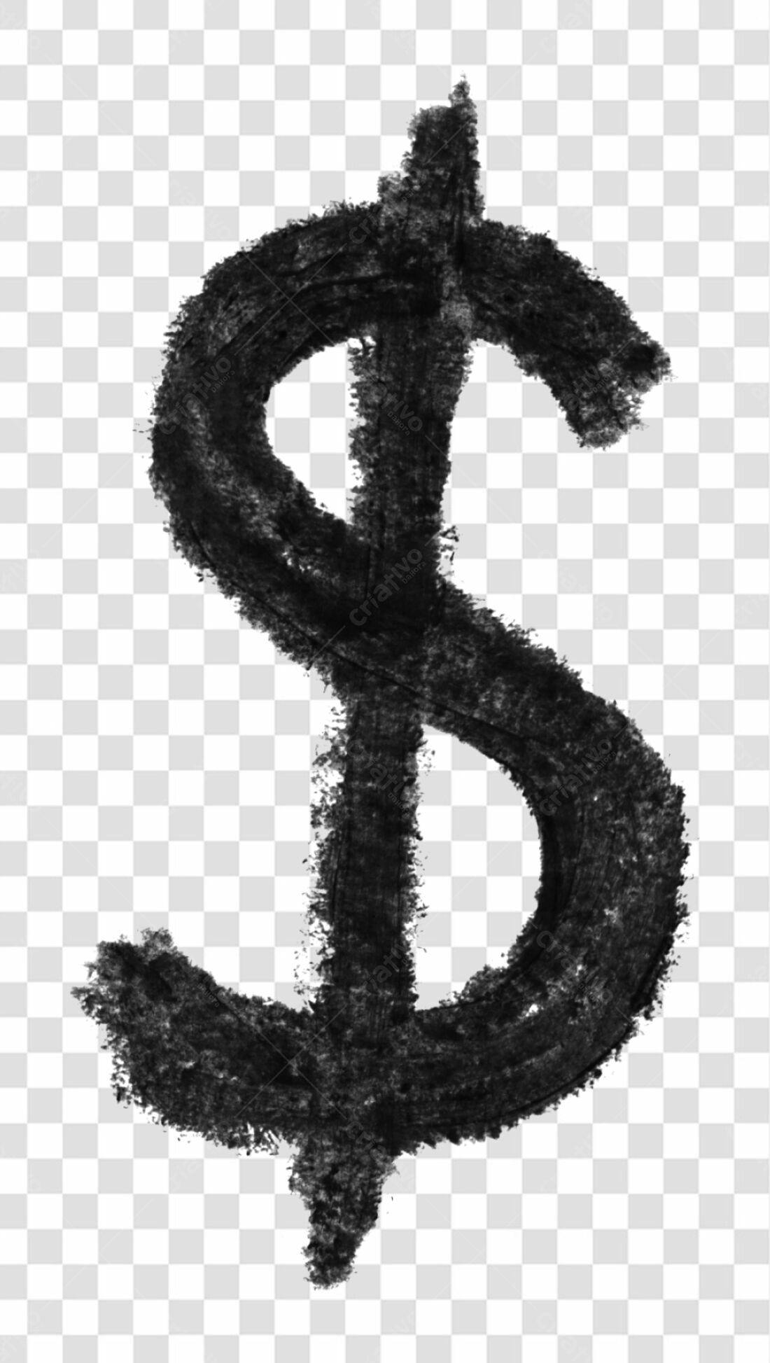 Logo Simbolo Dolar Preto PNG com fundo transparente