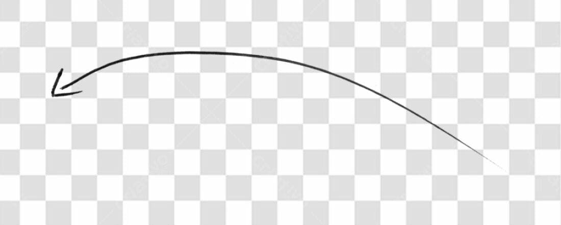 Banner seta curva PNG com fundo transparente