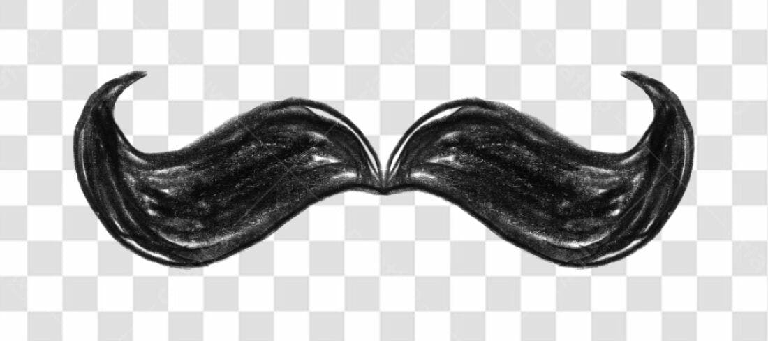 Elemento PNG bigode estilo desenho preto com fundo transparente