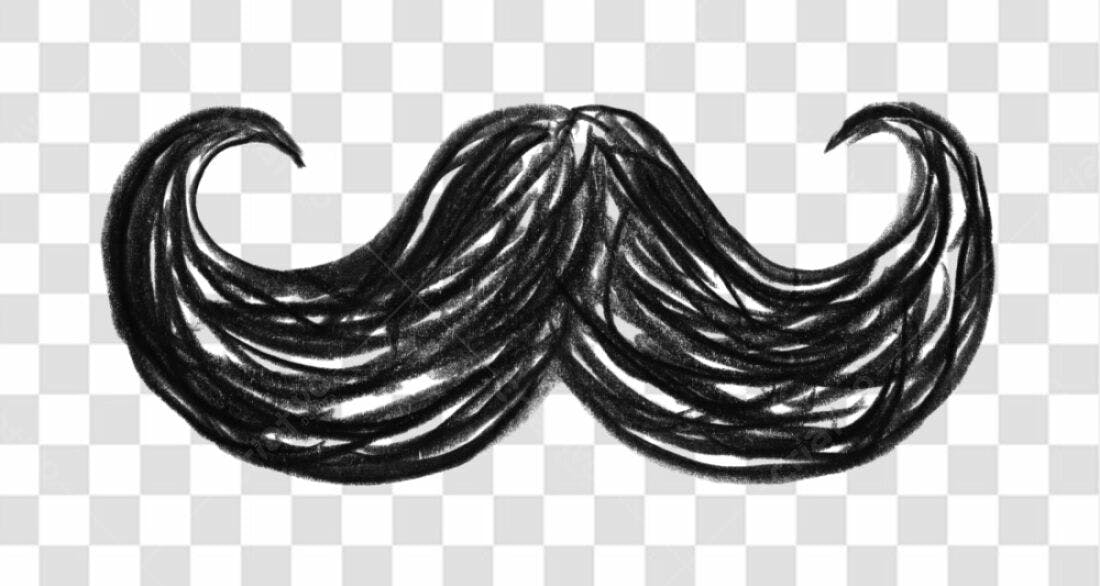 Elemento PNG bigode estilo desenho preto com fundo transparente