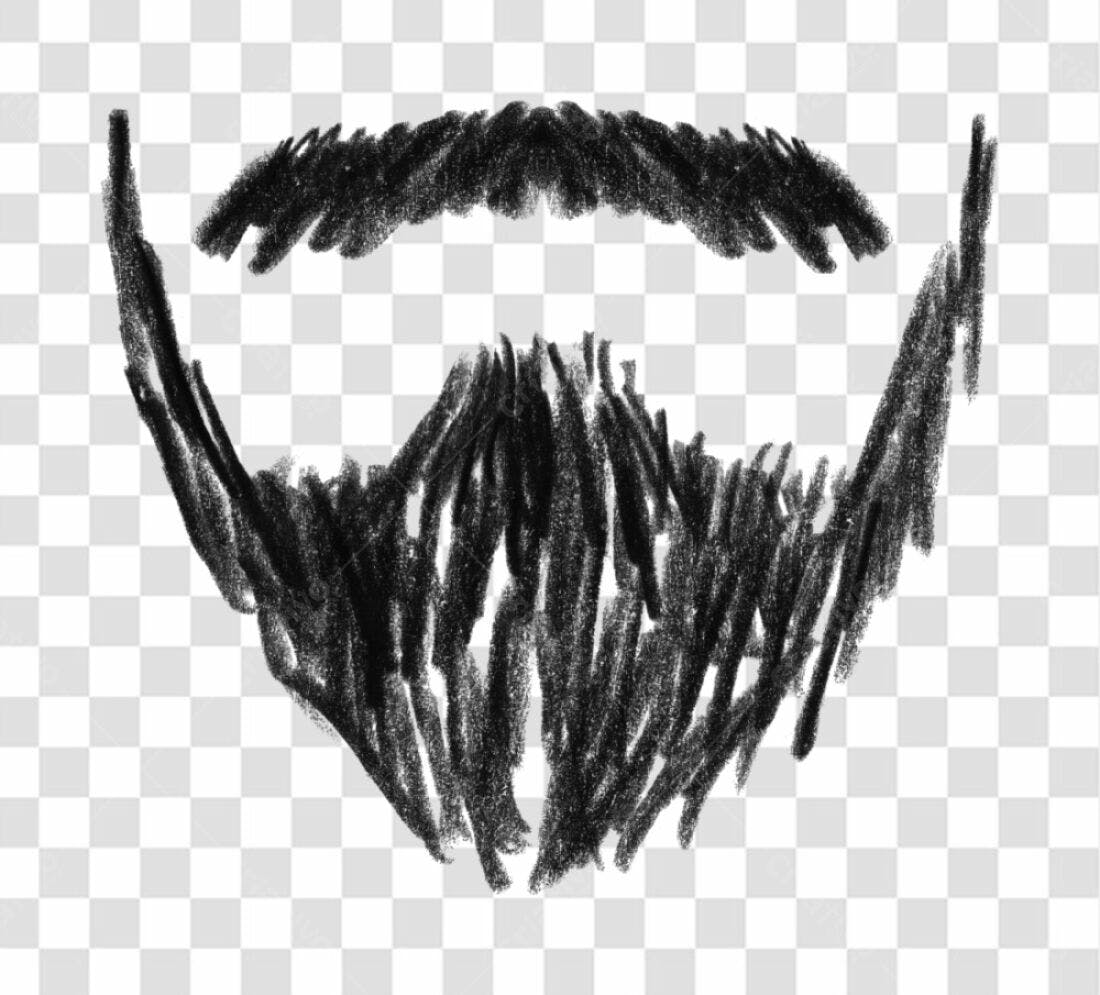 PNG Barba Desenhada estilo giz com fundo transparente