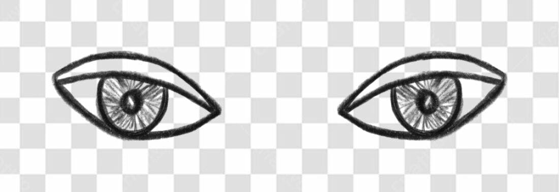PNG Ilustração Olhos em Preto e Branco com fundo transparente