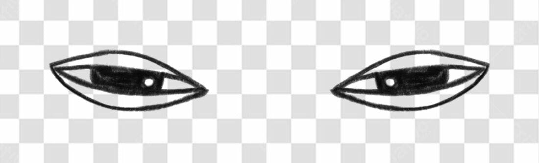 PNG Olhos Desenho Preto e Branco com fundo transparente