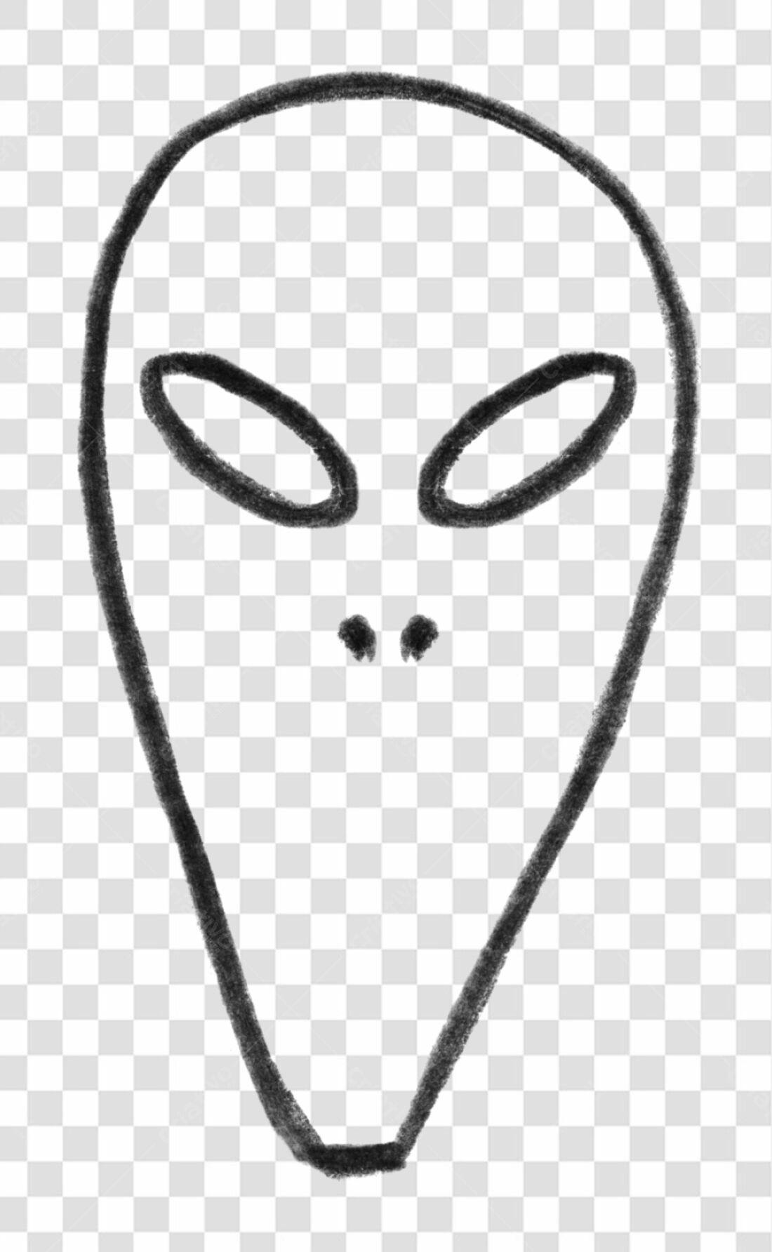 Logo PNG alienígena monocromático com fundo transparente
