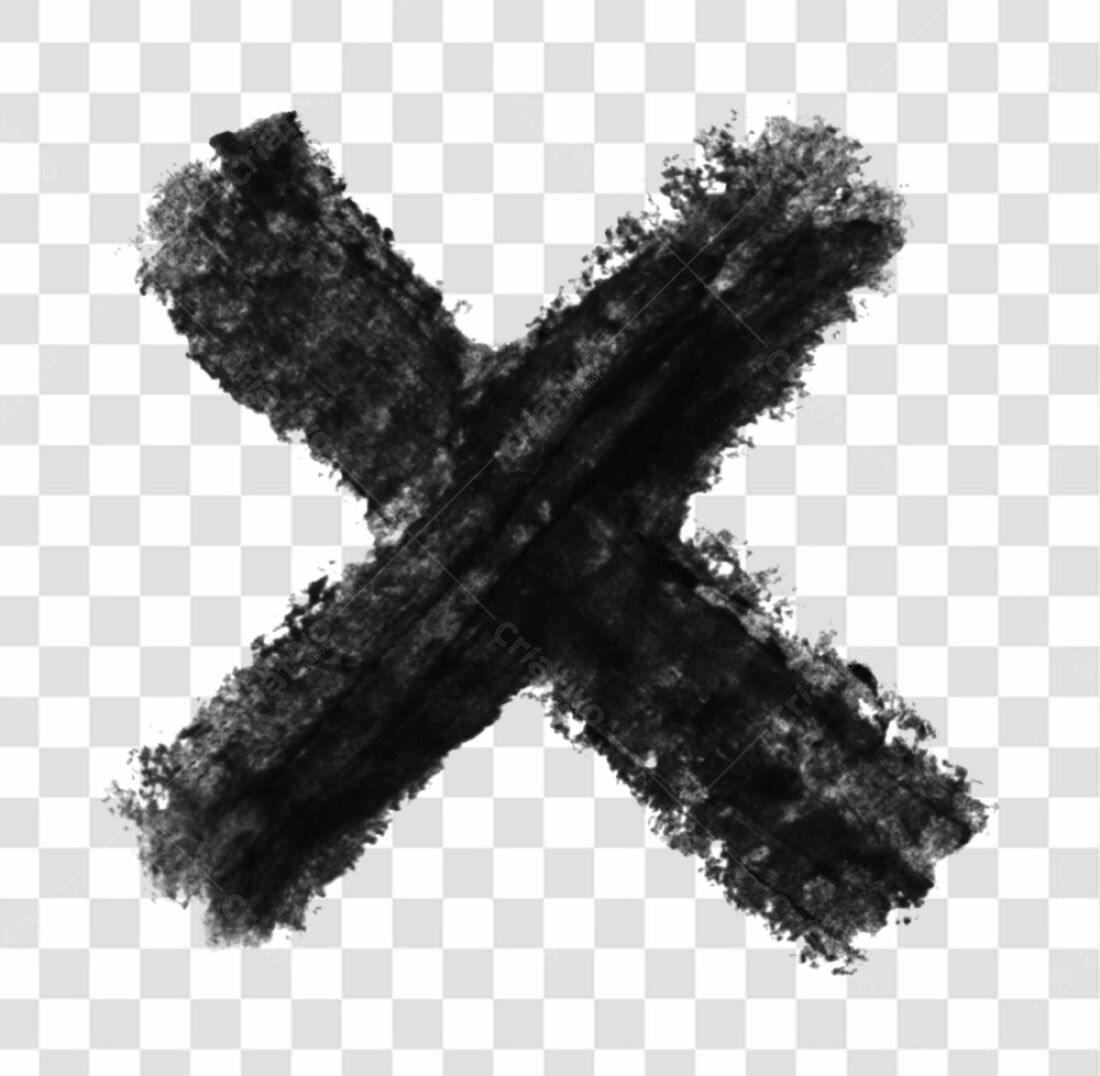 Elemento gráfico X preto PNG com fundo transparente