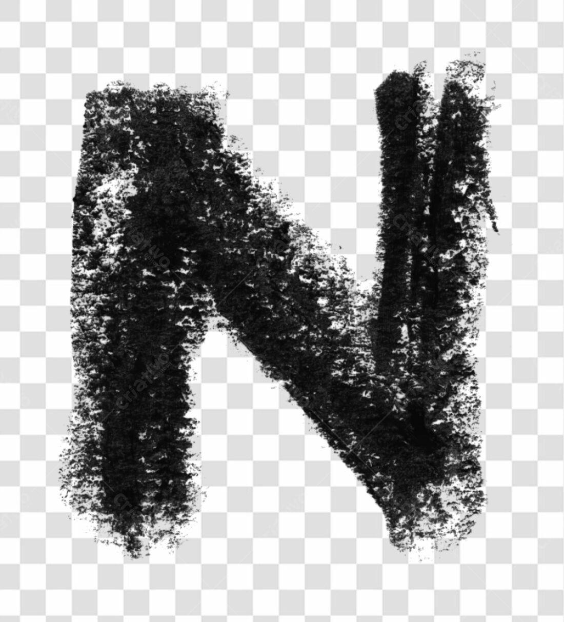 Letra N PNG com fundo transparente estilo giz