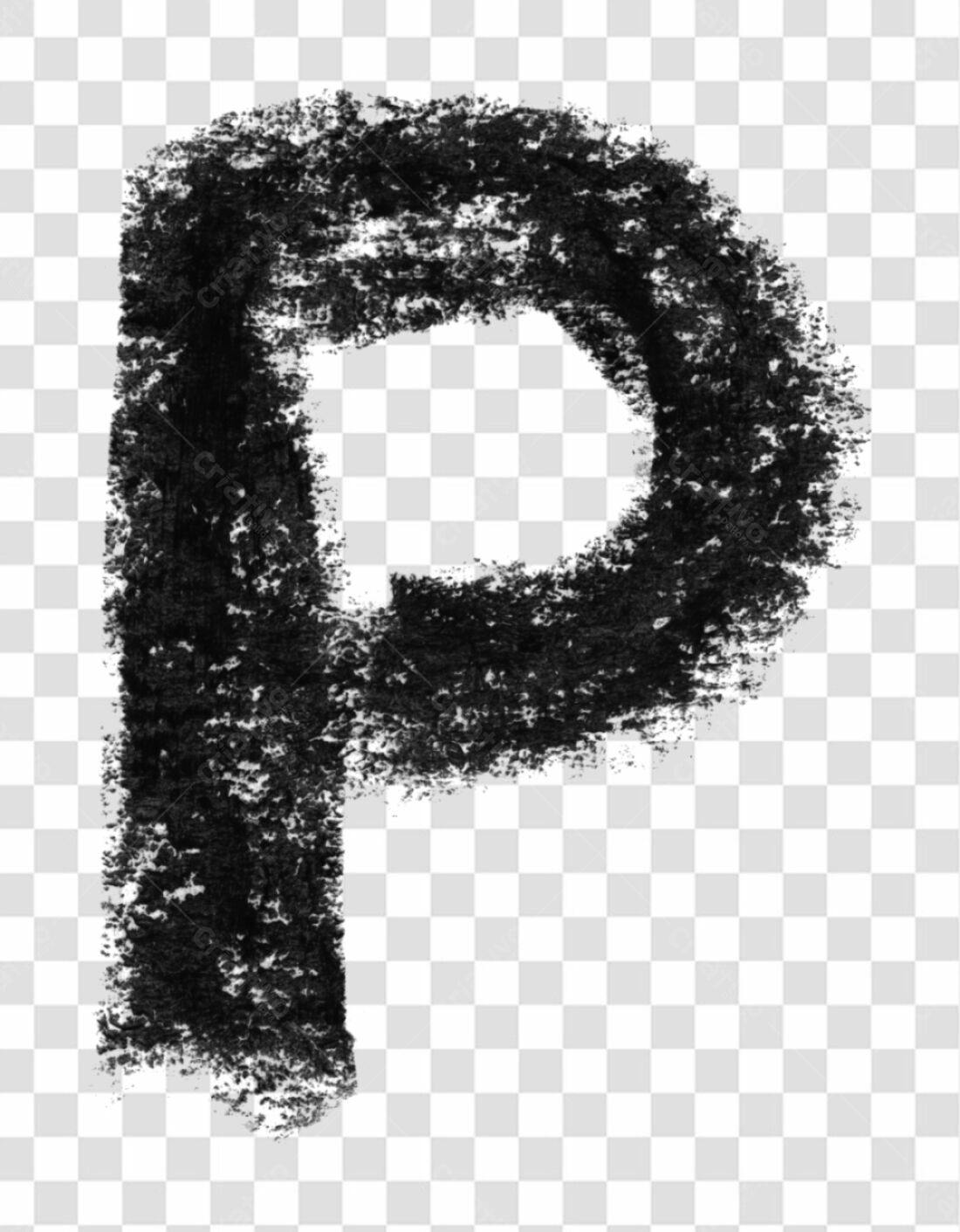 Letra P em giz PNG com fundo transparente