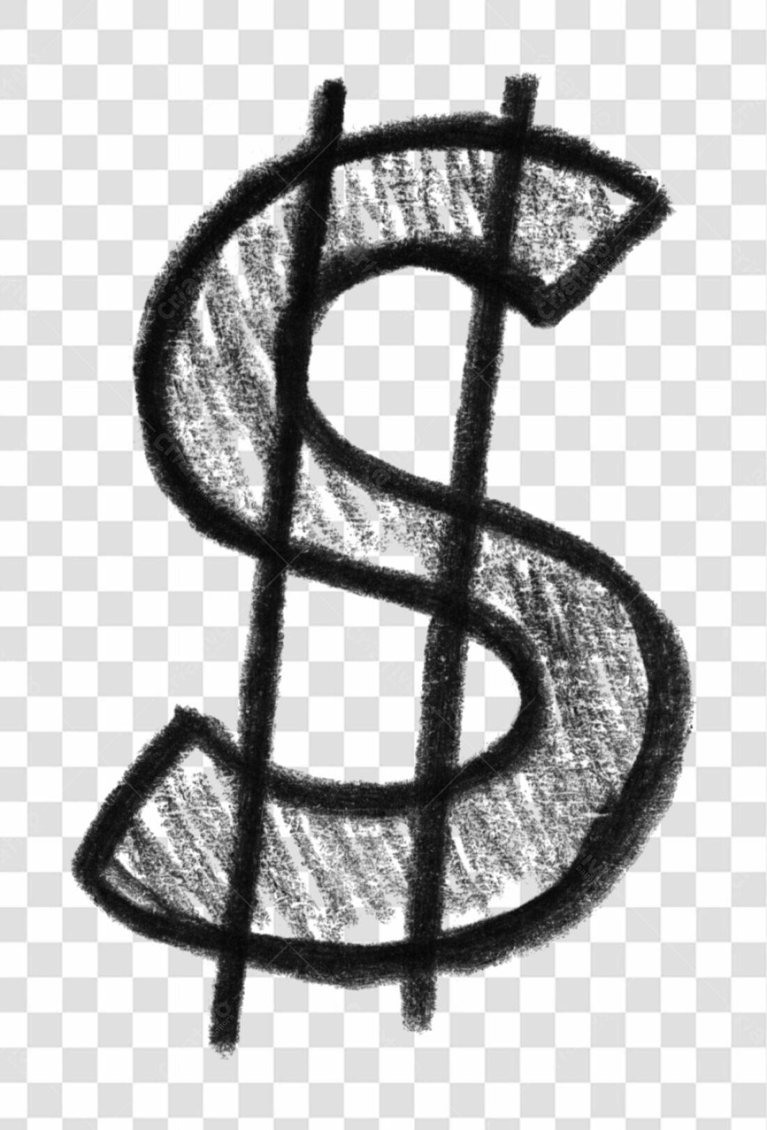 Logo Simbolo Dolar Desenhado PNG com fundo transparente