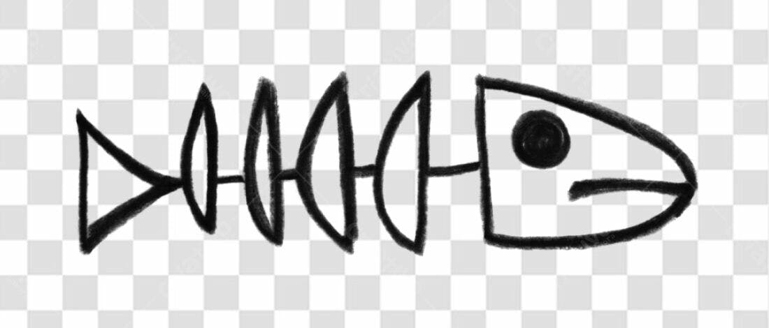 Logo Esqueleto de Peixe PNG com fundo transparente