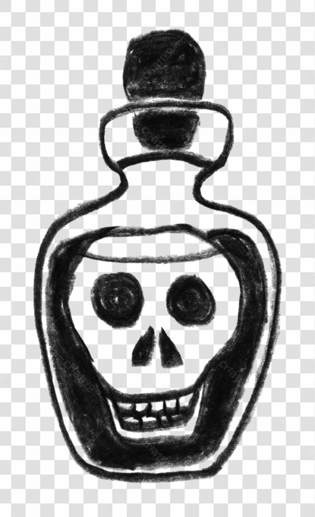 PNG Frasco com Caveira para Dia das Bruxas com fundo transparente