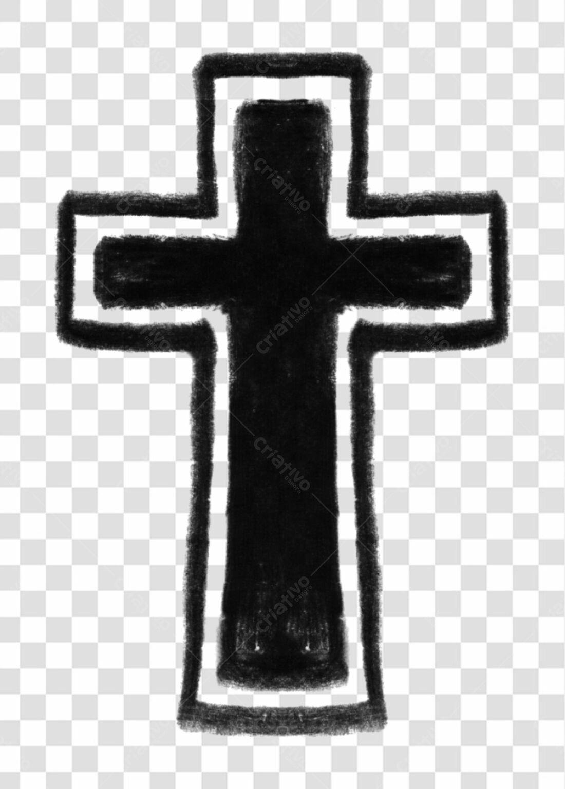 Logo PNG com fundo transparente - Cruz em Preto e Branco