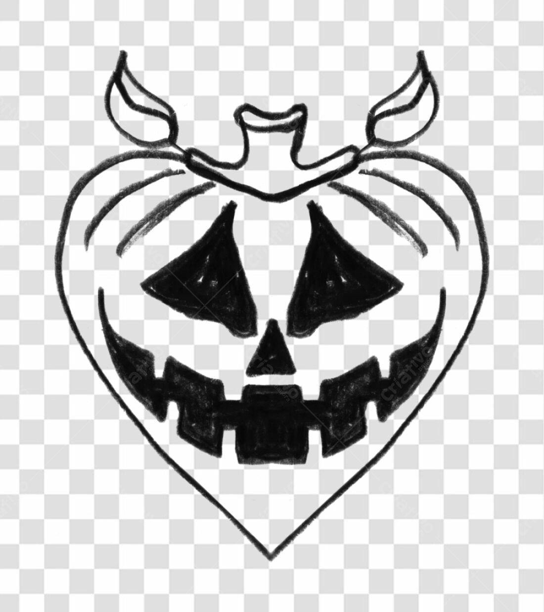 Design de Halloween Abóbora em Formato de Coração PNG com fundo transparente