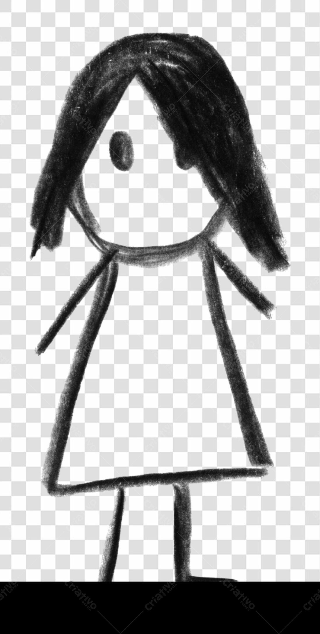 PNG Ilustração Menina Estilo Infantil com fundo transparente