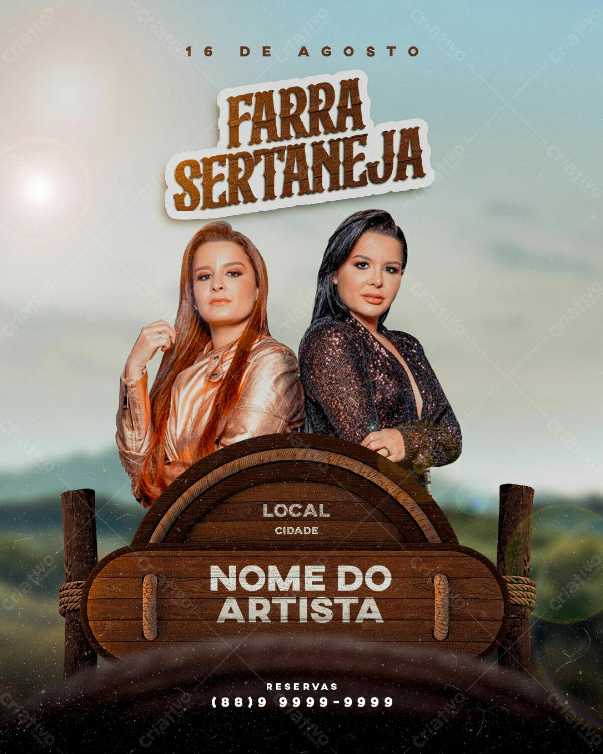 Flyer para Farra Sertaneja PSD Editável