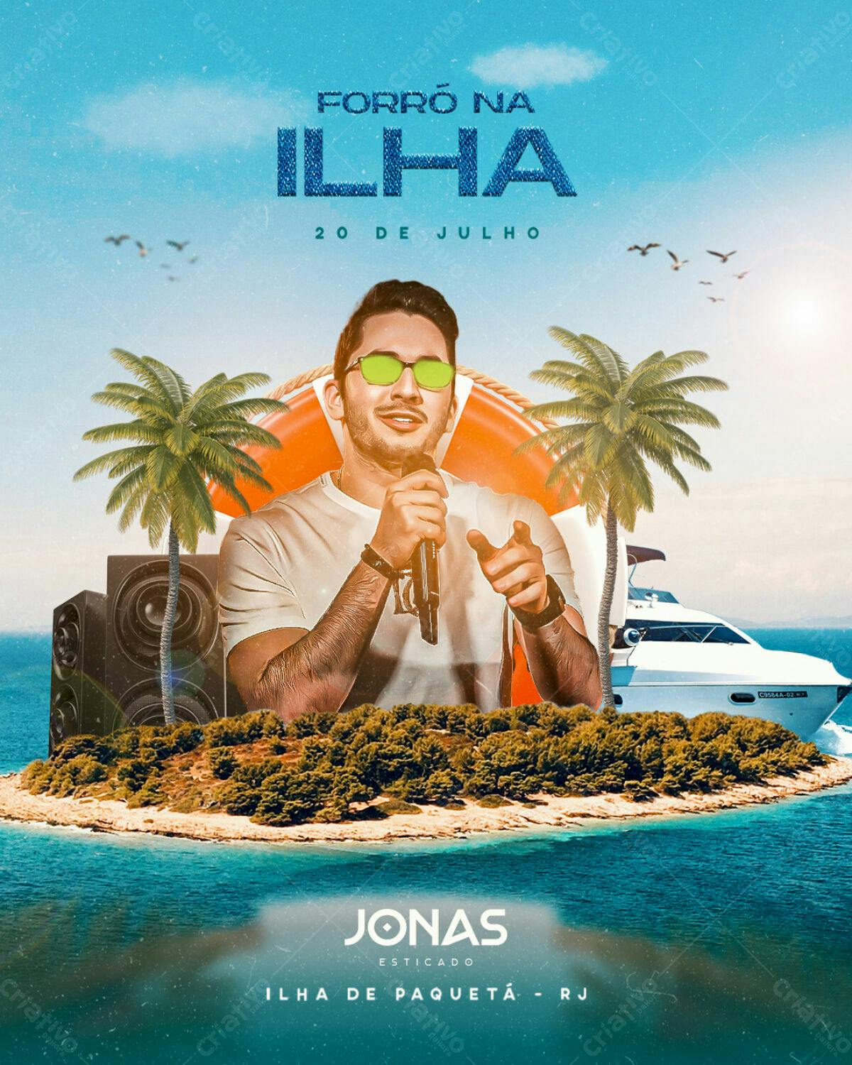 Flyer Forró na Ilha PSD Editável