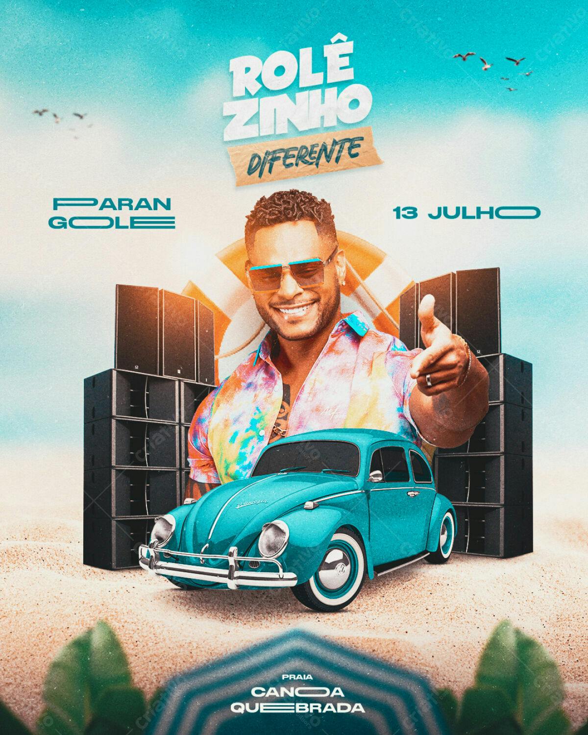 Flyer Rolêzinho Diferente Praia PSD Editável