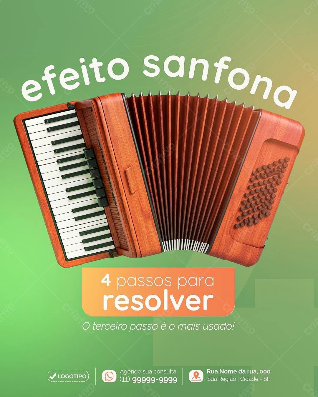 Flyer Sanfona Efeito Madeira PSD Editável