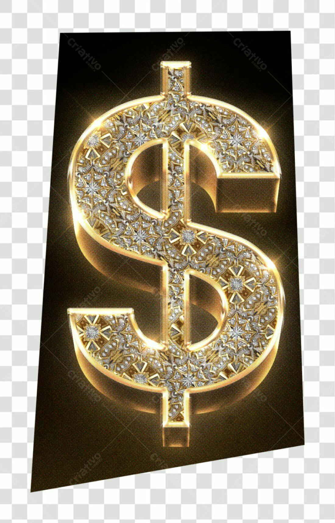 Logo Dólar dourado PNG com fundo transparente