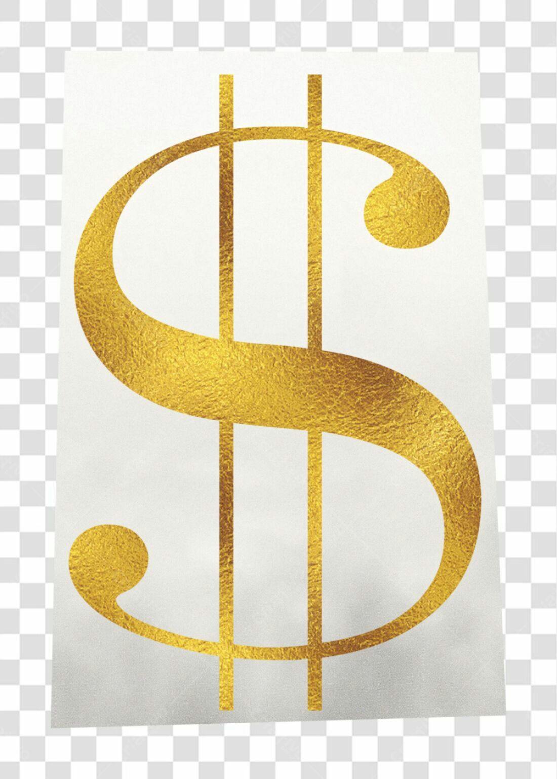 Logo dourado simbolo dolar PNG com fundo transparente