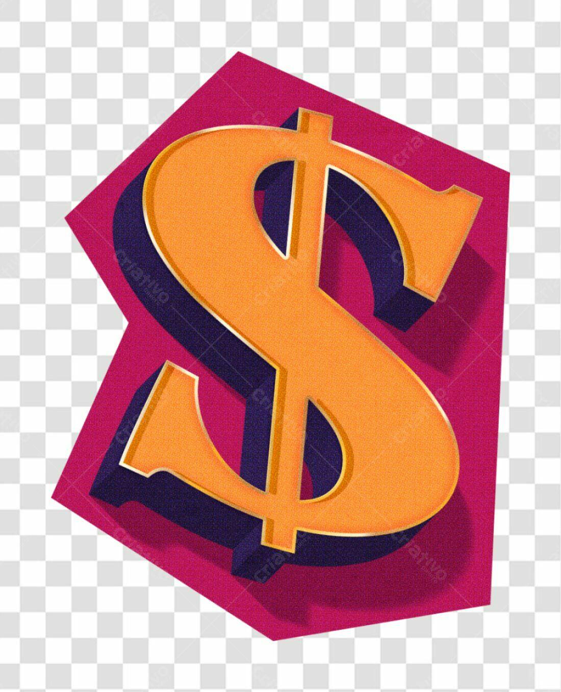 Logo símbolo dólar PNG com fundo transparente