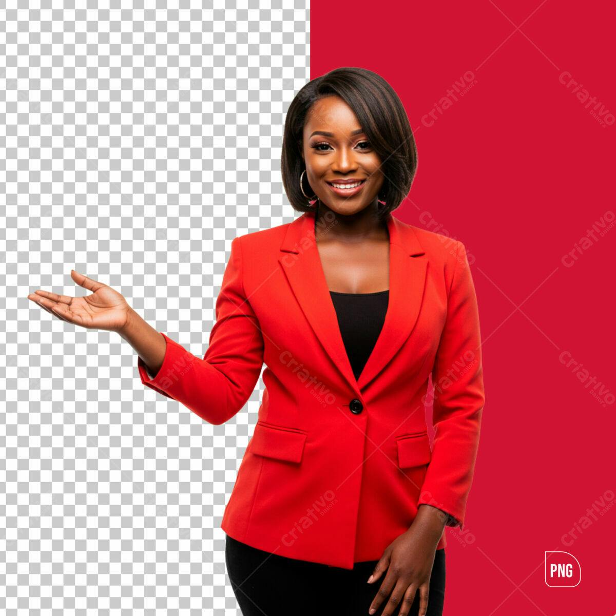 Mockup Mulher Negócios Vermelho PSD Editável