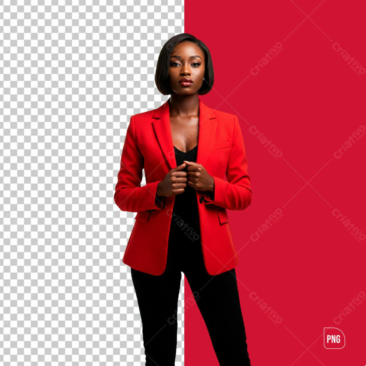 PSD Modelo Fotográfico Mulher Negócios Vermelho PSD Editável