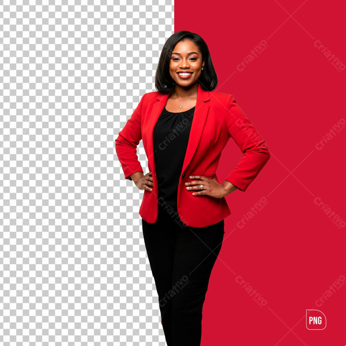 PSD Modelo de Mulher Negra em Blazer Vermelho