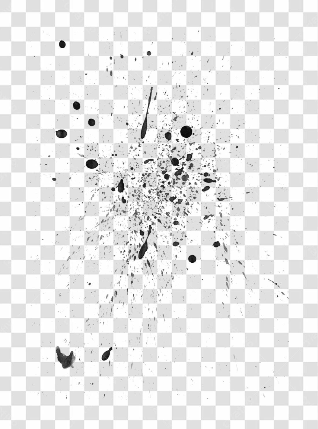 PNG Textura Abstrata Borrões de Tinta Preta com Fundo Transparente