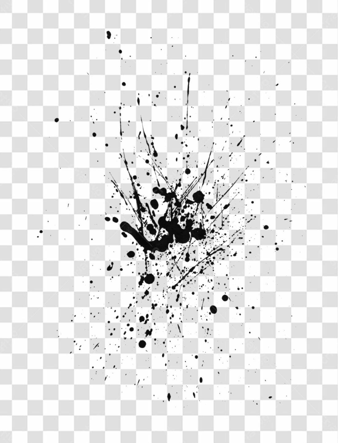 PNG Elemento gráfico abstrato com respingos de tinta preta com fundo transparente