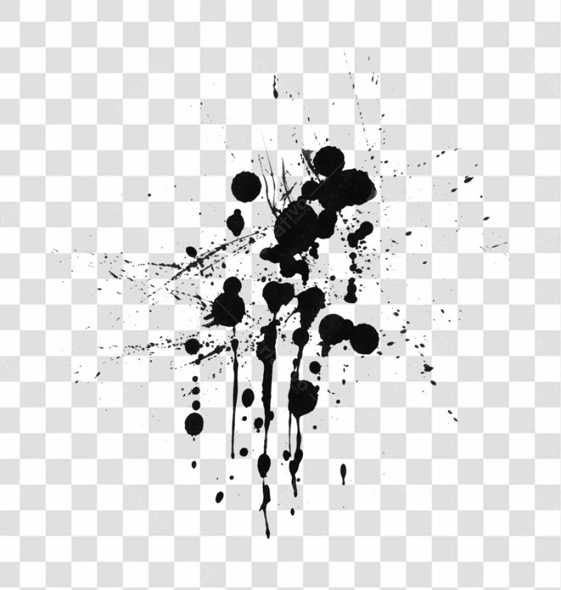 PNG Elemento gráfico de respingos de tinta preta com fundo transparente