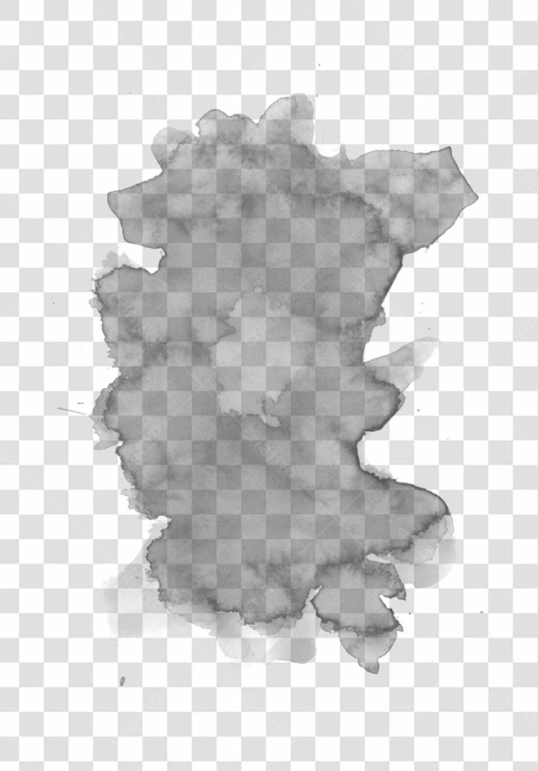 PNG Mancha aquarela cinza fundo transparente