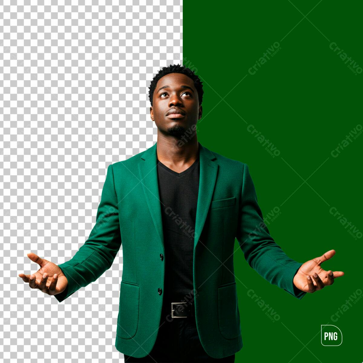 Mockup Homem em Blazer Verde PSD Editável