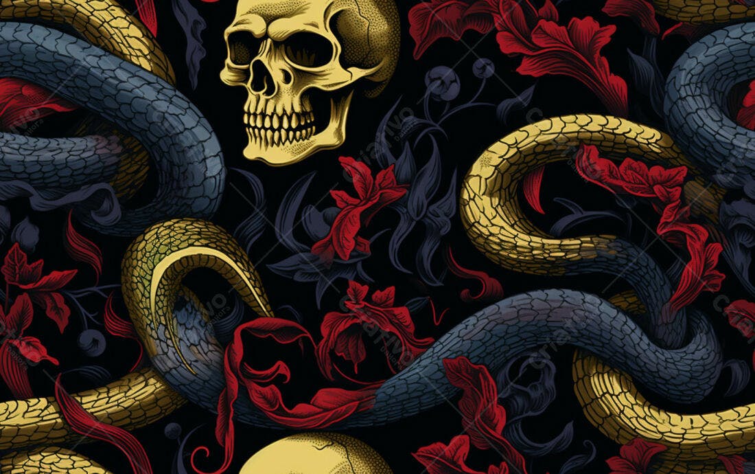 Textura Cobra e Caveira para Fundo Escuro