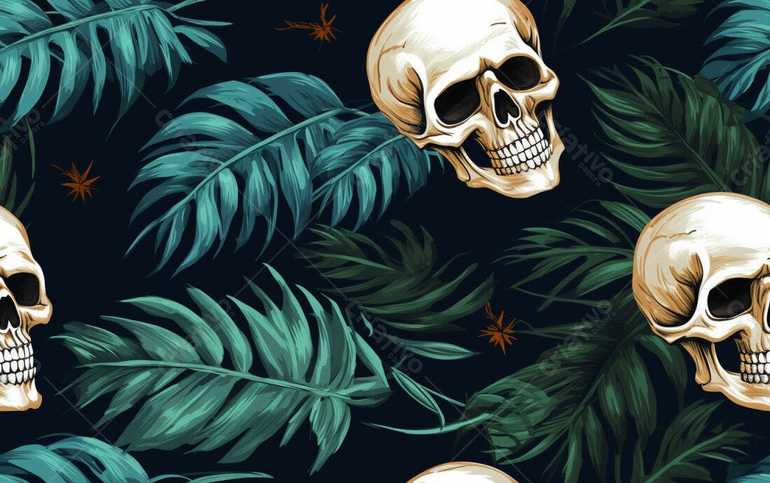 Textura caveiras tropicais para papel de parede