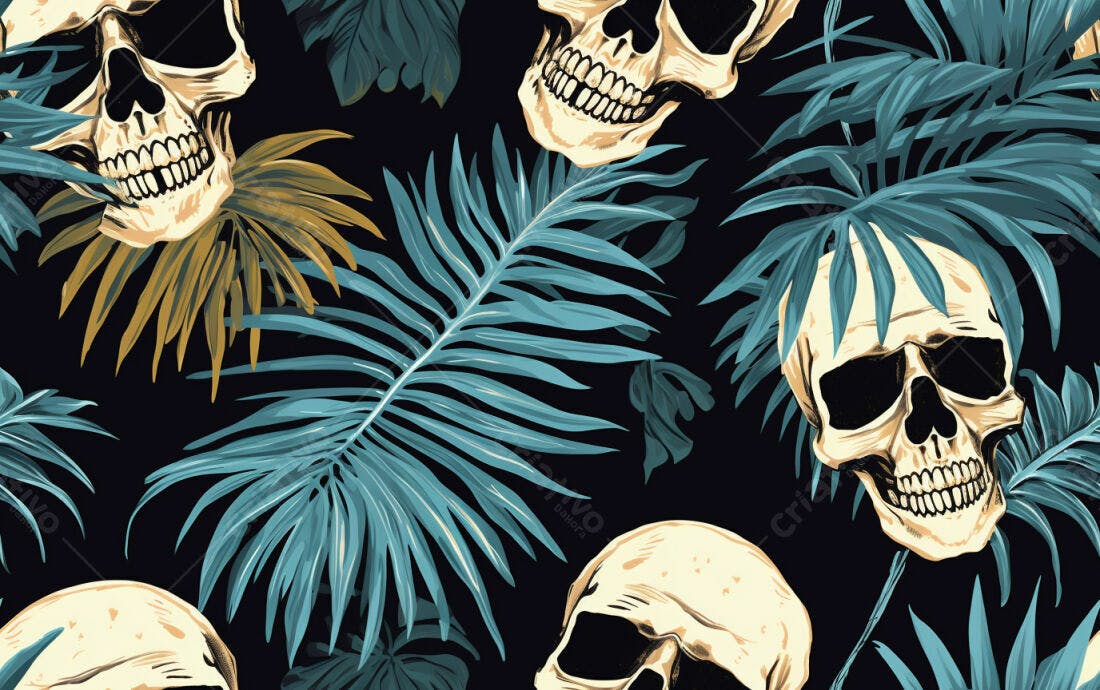 Textura caveiras tropicais para papel de parede