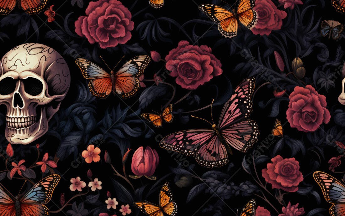 Textura floral Dia de los Muertos para fundo
