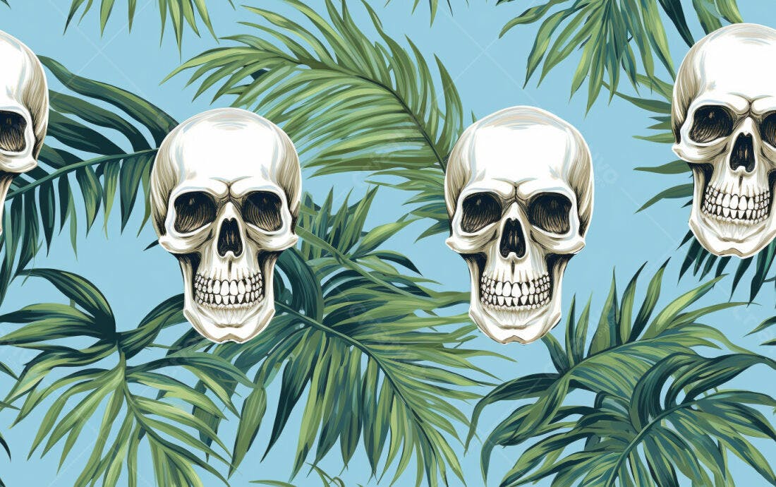Textura caveiras tropicais para papel de parede