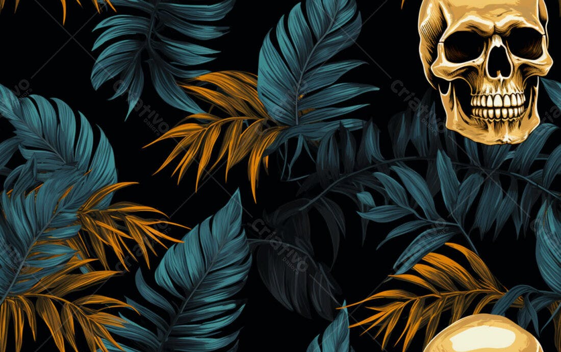 Textura Folhas Tropicais para Fundo Escuro
