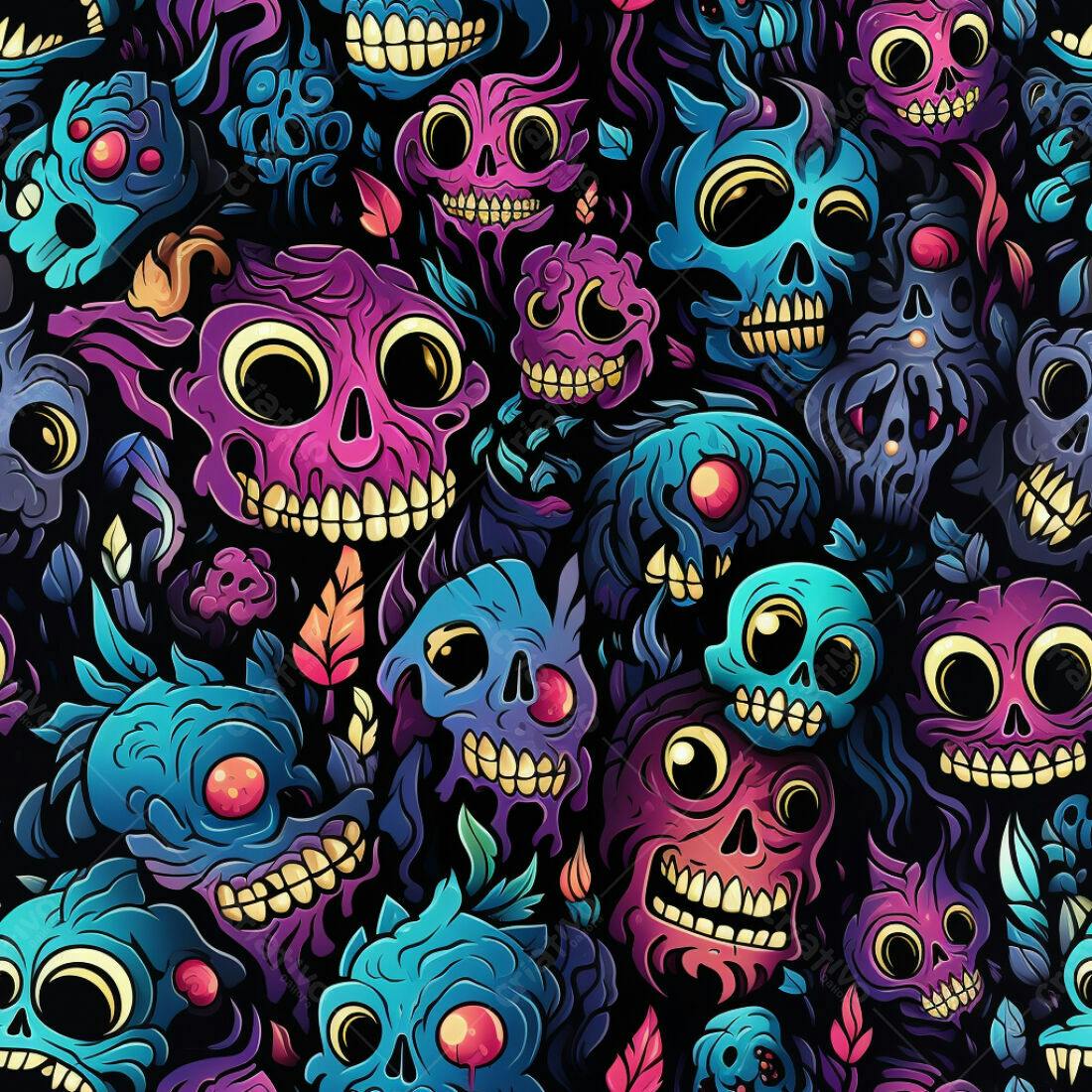 Textura Caveiras Coloridas para Fundo de Jogo
