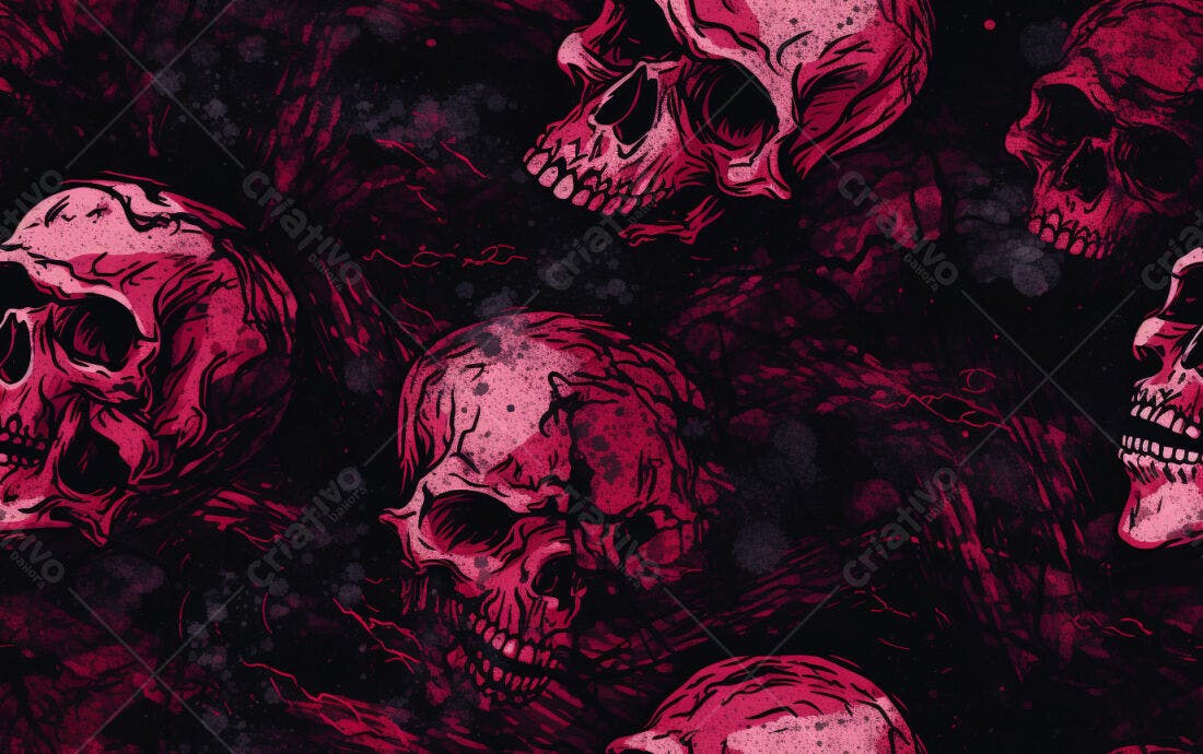 Textura Caveiras Góticas para Fundo Escuro