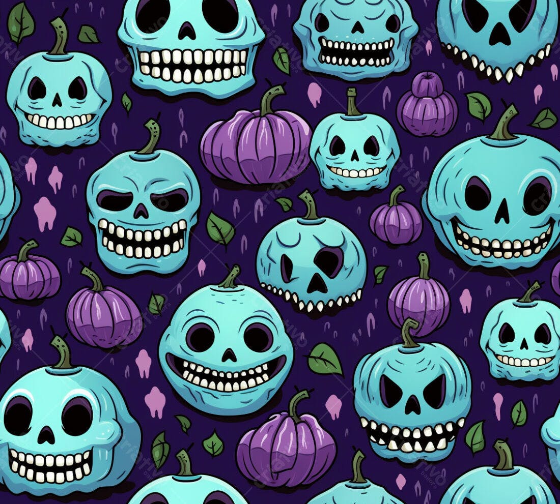 Textura abóbora e caveira Halloween para fundo