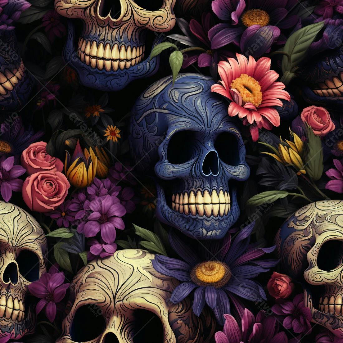 Textura Caveiras Dia dos Mortos para Fundo