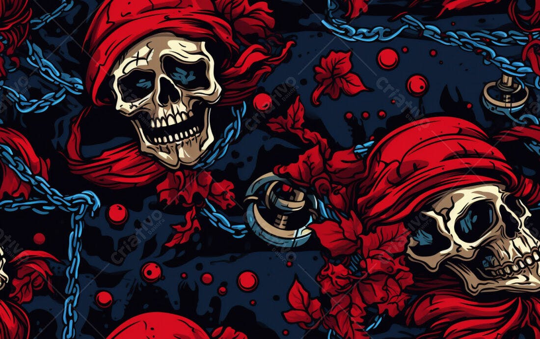 Textura caveira pirata com bandana para estampas