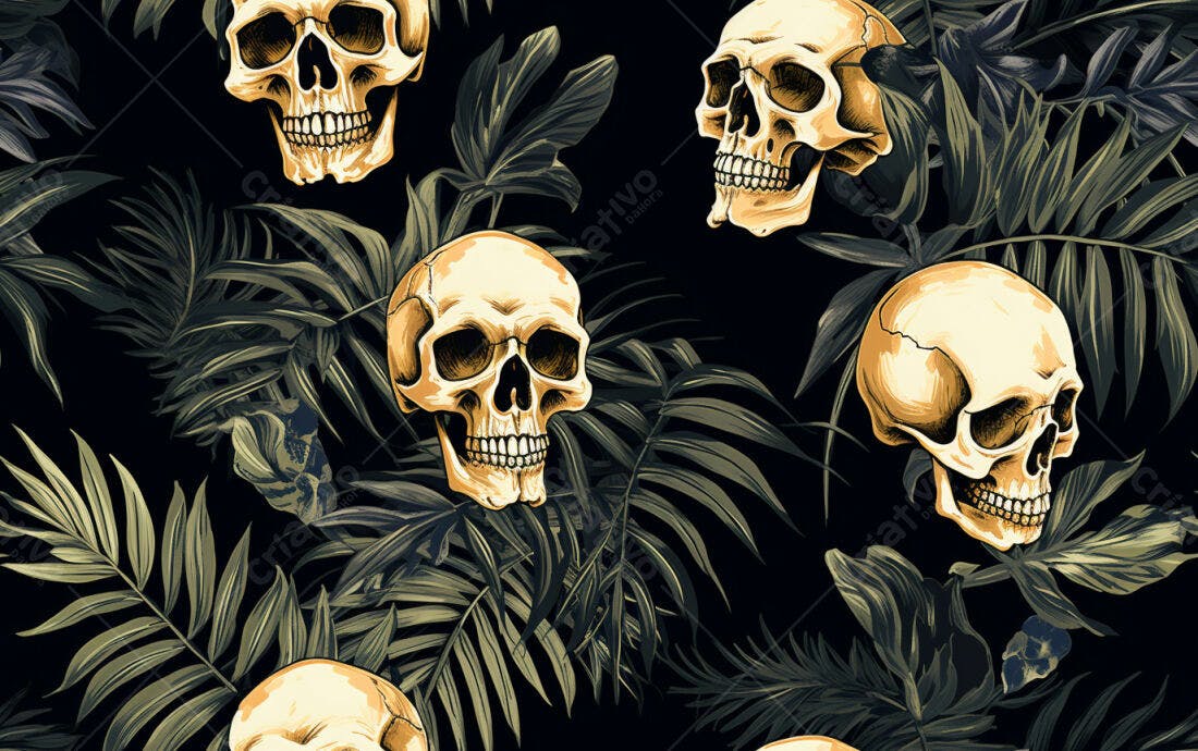 Textura caveiras tropicais para tecido