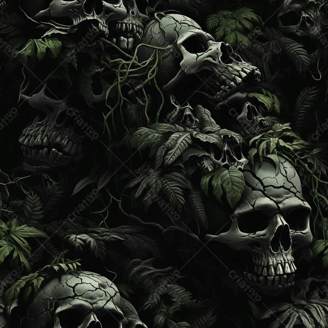 Textura Caveira Selva para Fundo Escuro