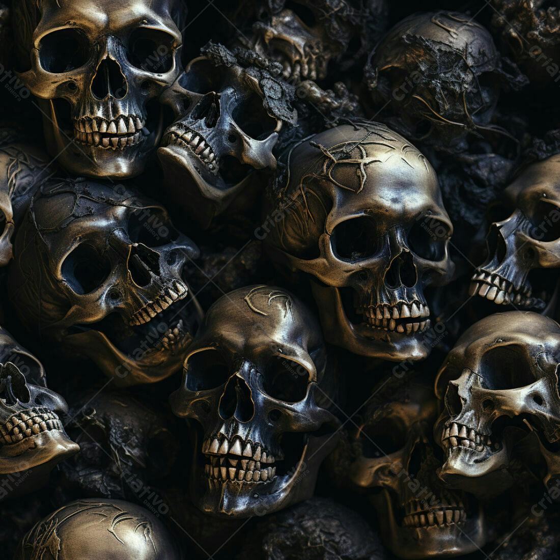 Textura Caveira Metálica para Fundo de Terror