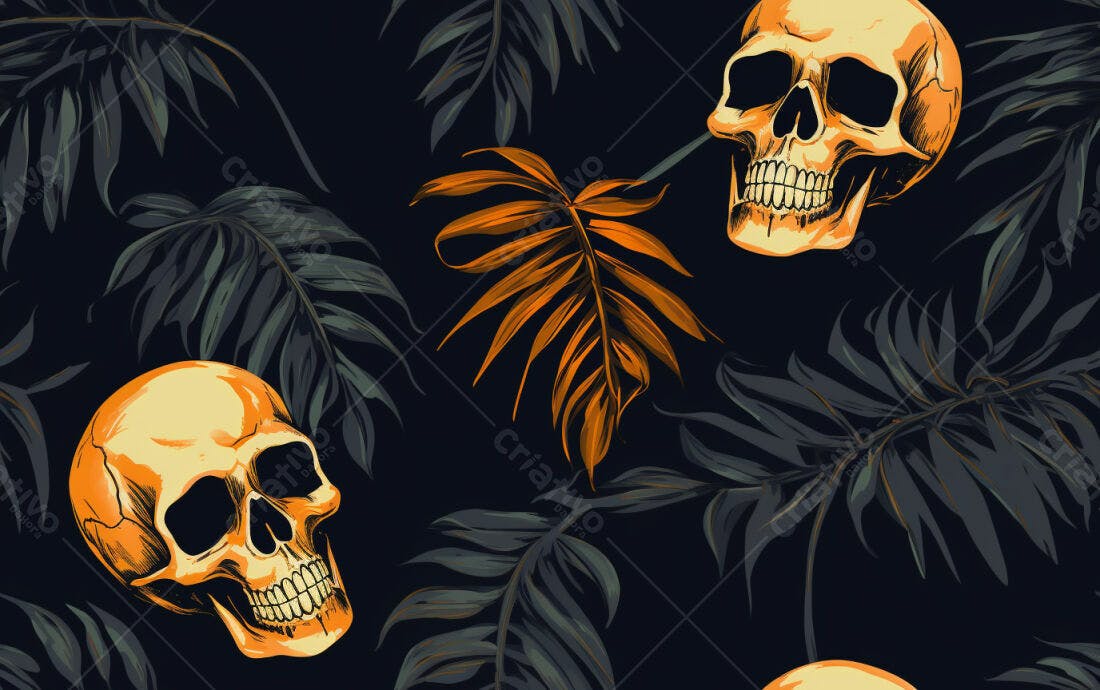 Textura caveiras tropicais para estampas