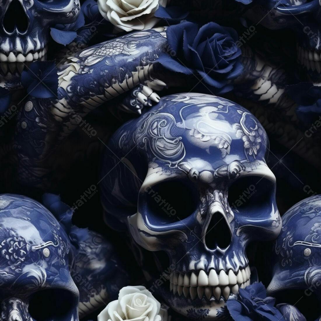 Textura caveira azul para papel de parede